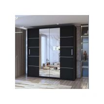 Edin Sliding Mirror Door Wardrobe Available in 3 Colors & 4 Sizes - Black 120cm