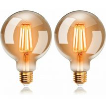 Soleil - Vintage Edison G95 E27 led Bulbs, 4W, Warm White 2200K, Retro Filament Bulb, Equivalent to 40W Incandescent Bulb, Non-Dimmable, Pack of 2