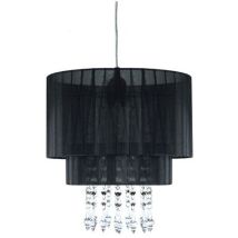 Edle Pendellampe mit dimmbare led & Acrylanhängern, transparenter Schirm schwarz