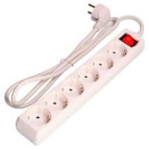 EDM - Mehrfachsockel mit 6 Steckdosen t/tl 10/16A Schuko + Schalter 1,5 m 3x1,5 mm