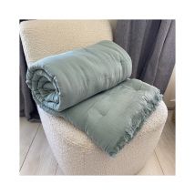 Edredon 100% gaze de coton / coton coloris bleu gris garni 80 x