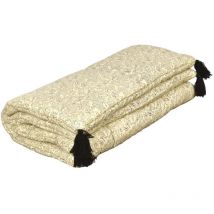 Sud Etoffe - Edredon coton naturel rembourré écru avec motif floral 80 x 200