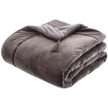 Dredon en velours Gris - L.80 x l.180 cm Pegane