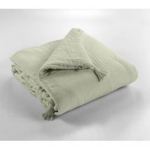 Edredon Gaze de Coton 150 x 150 cm Vert - Vert