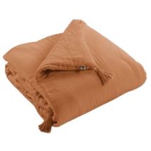 Edredon gaze de coton 150 x 150 cm Gaia abricot