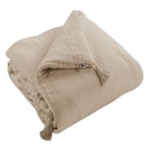 Edredon gaze de coton 150 x 150 cm Gaia ficelle