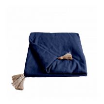 Edredon à Pompons matelassé 90 x 190 cm Bleu Marine - 90x190cm - Bleu marine