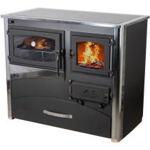 ABC - eek a Kaminofen mit Backfach und Herdplatte mit Glaskeramik Concept 2 Air Links Mehrfachbelegung Holzofen 11,6 kW Kamin Ofen Holz Werkstattofen