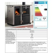 EEK A Kaminofen mit Backfach und Herdplatte Teba TKS 18 Rechts Mehrfachbelegung Holzofen 10 kW Kamin Ofen Holz Holzherd Küchenhexe Kochplatte