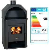 Prity - Holzofen d – 15,9 kW, Robustes Design, Graphitschwarz, Energieklasse a