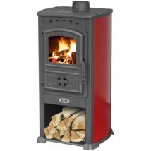 Blist - eek a Kaminofen Rot Holzofen 7,2 kW Kamin Zar Ofen Dauerbrandofen Werkstattofen Schwedenofen Hüttenofen Heizofen