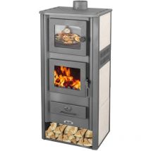 Blist - eek a Kaminofen mit Backfach Weiß Holzofen 12,1 kW Kamin Ambasador Ofen Dauerbrandofen Werkstattofen Schwedenofen Hüttenofen Heizofen