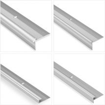 Effector - Treppenkantenprofil Treppenabschluss Alu Winkelprofile mit Einfasshöhe 3-5,1mm für Bodenbeläge: Silber, C28 - 38x25 mm
