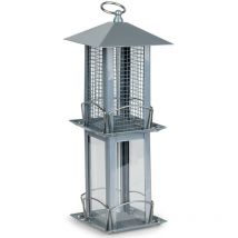 Mangeoire Silo combi Minca graines et arachides gris 38 cm pour oiseaux Vadigran