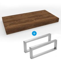 Egger - Conjunto Naturel mueble bajo lavabo 80x8x50 cm + 2 toalleros 45 cm, roble charleston marrón oscuro