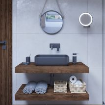 Naturel Floating Basin Shelf 100x8x50 cm, Charleston Dark Oak tone (DO10050DT) - Egger