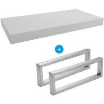 Egger - Set Mueble natural 100x8x50 cm + 2 toalleros 45 cm, blanco mate (DO10050BM-FIX3)