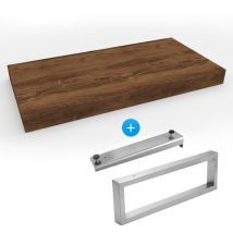 Egger - Set Lavabo natural encimera 100x8x50 cm + fijación 39,5 cm + toallero 45 cm, marrón oscuro (DO10050DT-FIX2)