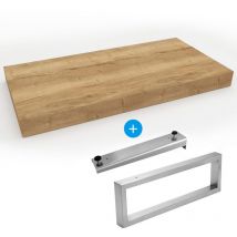 Egger - Set Mueble natural 80x8x50 cm + lámpara 39,5 cm + toallero 45 cm, marrón claro (DO8050DH-FIX2)