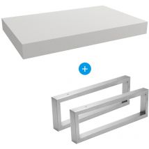 Egger - Set Mobile naturale 80x8x50 cm + 2 portasciugamani 45 cm, bianco opaco (DO8050BM-FIX3)