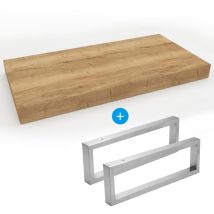 Egger - Set mobiletto Natural 120x8x50 cm + 2 portasciugamani 45 cm, marrone chiaro (DO12050DH-FIX3)