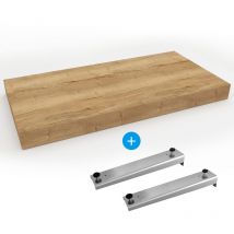 Egger - Set Naturel Floating Basin Shelf 100x8x50 cm + 2 fixings Dolce 39,5 cm, Halifax Light oak tone (DO10050DH-FIX1)