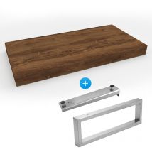 Set Naturel Floating Basin Shelf 120x8x50 cm + fixings 39.5cm + 1 Towel holder fixing 45 cm, dark brown (DO12050DT-FIX2) - Egger