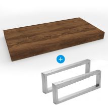 Set Naturel, mobiletto 80x8x50 cm + 2 ganci per asciugamani 45 cm, rovere charleston marrone scuro - Egger