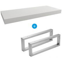 Egger - Set Naturel plan vasque 120x8x50 cm + 2 fixations porte serviette 45 cm, blanc mat (DO12050BM-FIX3)
