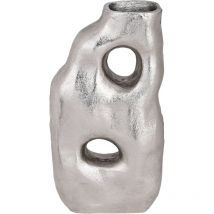 Living Metallvase Tadoussac, elegante Deko Vase, organisch geformte Dekovase für Wohnzimmer, Blumenvase handmade aus Metall in Nickel, Tischdeko 13,5