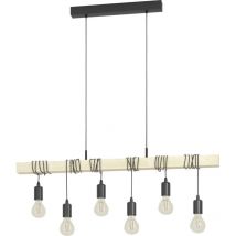 6er Hängeleuchte Townshend schwarz natur 100 x 10 x 110 cm E27 Deckenlampen & Kronleuchter - Eglo