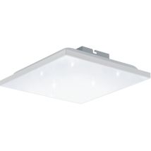 Led Panel Calemar-S, quadratische Deckenlampe mit Kristall-Effekt, Deckenleuchte aus Kunststoff und Metall in Weiß, Aufbauleuchte für Büro und Küche,
