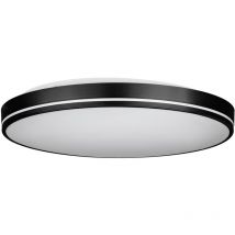 Led Deckenleuchte Orotava, runde Deckenlampe mit Kristall-Effekt, Aufbauleuchte dimmbar mit Fernbedienung, Metall und Kunststoff in Schwarz und Weiß,