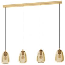 Eglo - Alobrase 4 Lamp Straight Bar Pendant Ceiling Light Brushed Brass