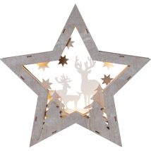 Eglo led Weihnachtsdeko, Weihnachts-Silhouette in Stern-Form mit Wald-Motiv, Winterlandschaft mit batteriebetriebener Beleuchtung, warmweiß