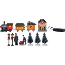 Eglo led Weihnachtsdeko für Innen, Deko-Weihnachtsdorf beleuchtet mit Eisenbahn, Winterlandschaft mit batteriebetriebener Beleuchtung, Fensterdeko