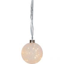 EGLO LED Weihnachtskugel für Innen, beleuchtete Glaskugel zum Aufhängen Ø 10 cm, Leuchtkugel zum Hängen mit Timer, warmweiß, Batterie-Betrieb