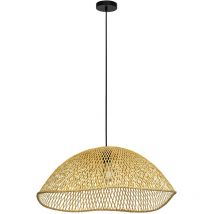 Eglo - Hängelampe Sambucona, Pendelleuchte Esstisch mit geschwungenem Lampenschirm, Esszimmerlampe aus Rattan in Natur und Metall in Schwarz,
