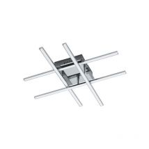 Plafoniera da soffitto o parete 50x50x9,5 cm in metallo cromato e led Eglo Lasana