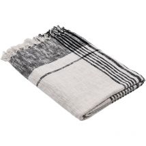 Decke Chevery, gewebte Kuscheldecke, Wolldecke für Couch, Sofadecke aus Baumwolle in Weiß und Schwarz, 130x170 cm - Eglo Living