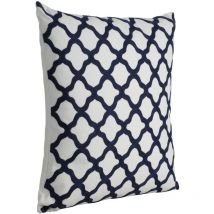 Kissen Chevery, klassisch elegantes Couch Zierkissen, Dekokissen aus Baumwolle und Polyester in Weiß und Blau, bestickter Kissenbezug mit Inlett,