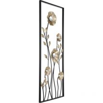 Eglo Living - Wanddeko Chikuma, 3D Wandbild im Blumen-Design mit Ramen, Wandobjekt aus Metall in Messing und Schwarz, Wand Deko für Wohnzimmer,