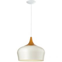 Obregon - 1 Light Dome Ceiling Hanging Pendant Cream, Oak, E27 - Eglo