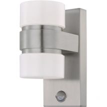 Atollari - led Outdoor Up Down Wall Light with pir Motion Sensor Stainless Steel, Silver IP44 - Eglo