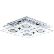 Cabo - 4 Light Flush Deckenleuchte aus poliertem Chrom und weißem Glas, GU10 - Eglo