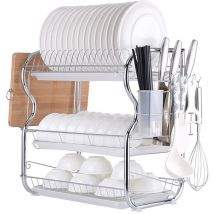 Haloyo - gouttoir a Vaisselle Avec Plateau Inox,Grille de rangement pour cuisine,42 x 25 x 43.5,argent