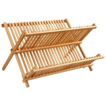 Gouttoir à vaisselle pliant 2 niveaux bambou