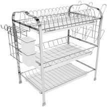Jeobest - gouttoir à vaisselle rack 3 niveaux cuisine couverts tasse assiettes support évier égouttoir plateau ovale Tube-trois assiettes-tasse