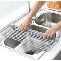 Egouttoir enroulable pour vaisselle et légumes/ Égouttoir à vaisselle/ Tapis enroulable - gris