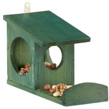 Eichhörnchen Futterhaus, Futterkasten für Eichhörnchen, zum Aufhängen, Holz, hbt 17,5 x 14 x 25 cm, dunkelgrün - Relaxdays
